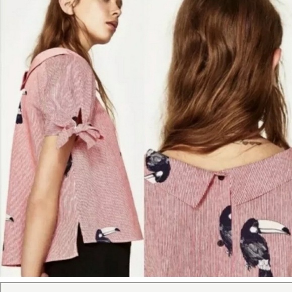 Pink Striped Top with Bow Accents and Button Detail XS - Picture 5 of 5